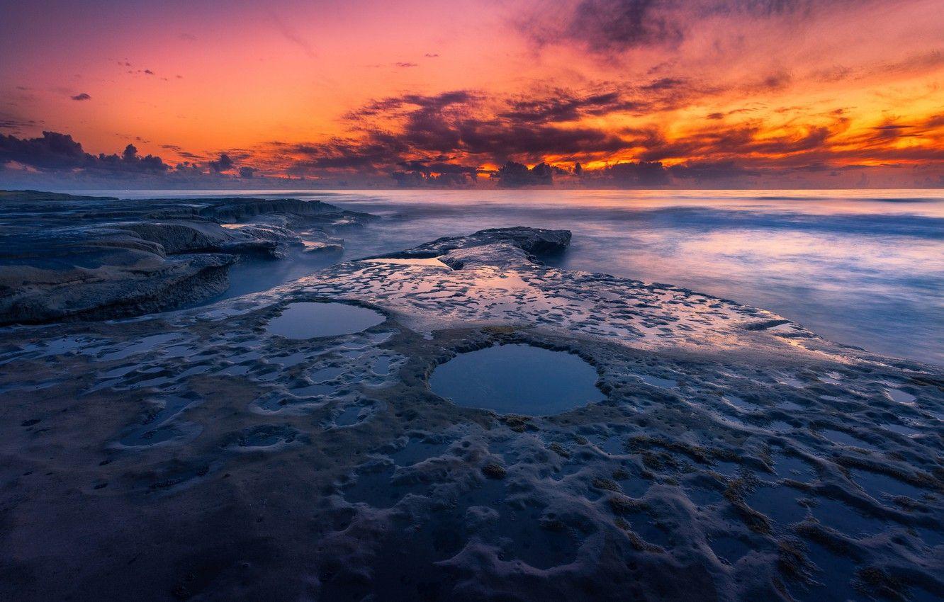 1332x850 Wallpaper beach, the sky, clouds, rocks, the evening, CA, USA, the Pacific ocean, state, San Diego image for desktop, section пейзажи