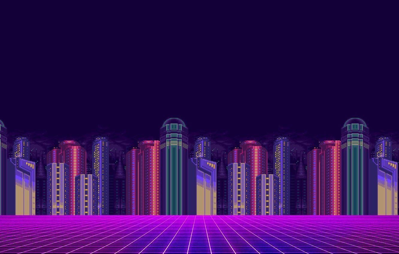 1332x850 8 Bit Synthwave Wallpaper