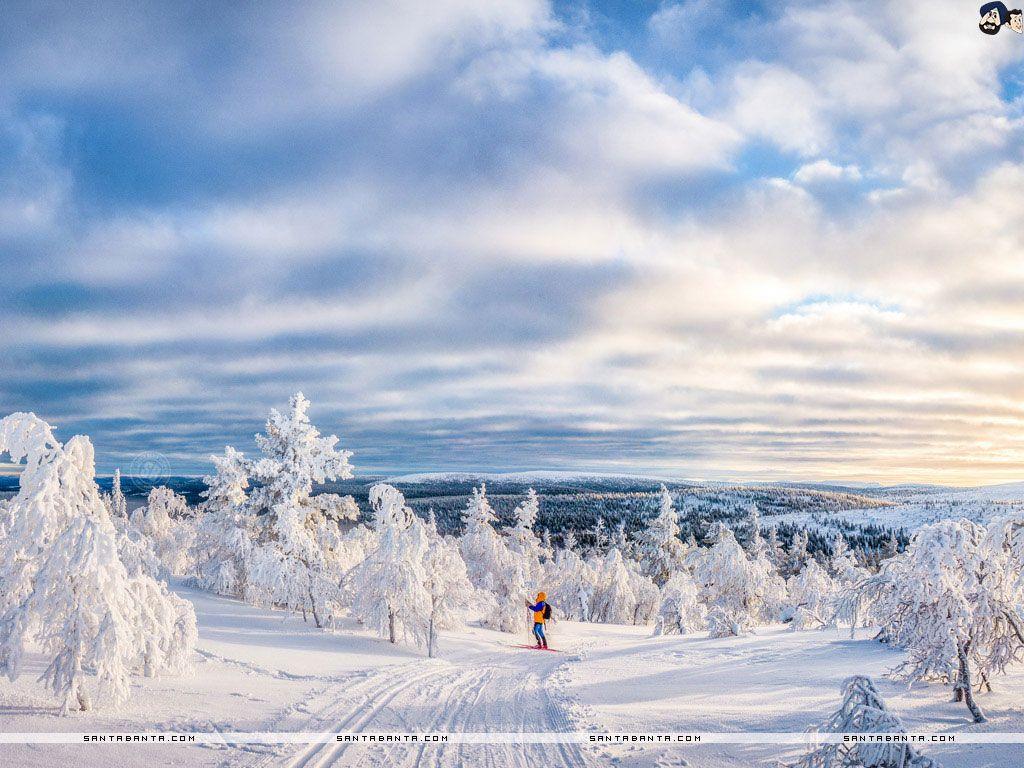 1024x768 A beautiful winter wonderland scenery in Scandinavia in Northern Europe
