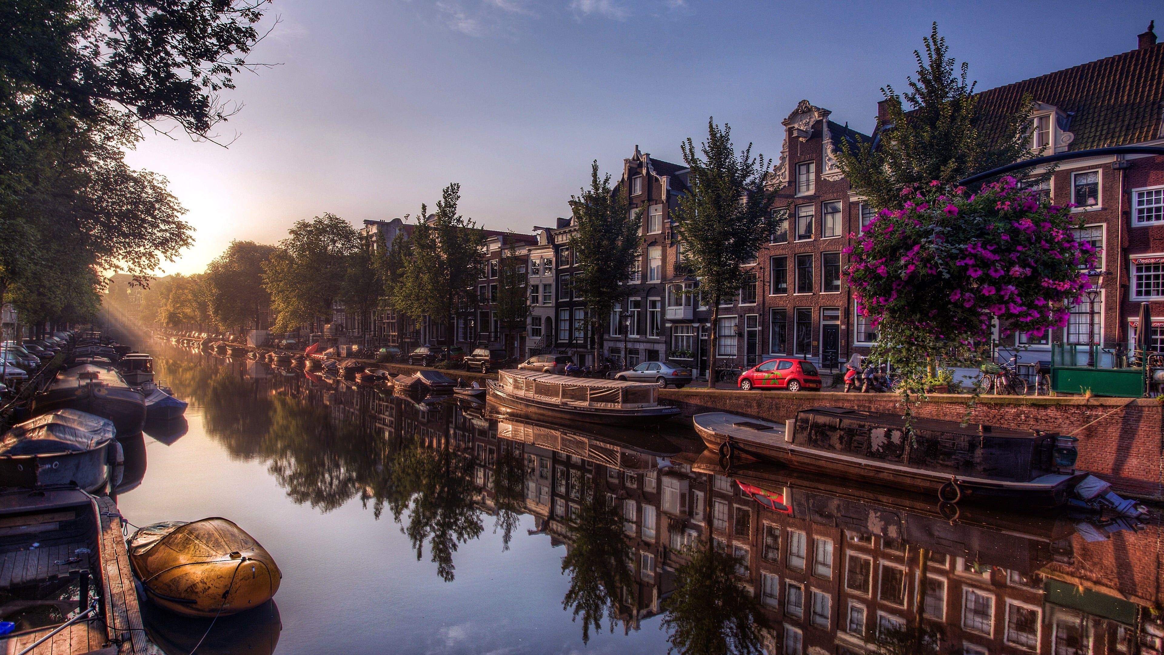 3840x2160 canal #reflection #waterway #amsterdam #netherlands #europe K #wallpaper #hdwallpaper #desktop. Europe wallpaper, Amsterdam wallpaper, Amsterdam photo