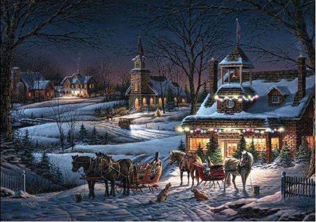 1090x768 Winter Village Wallpaper