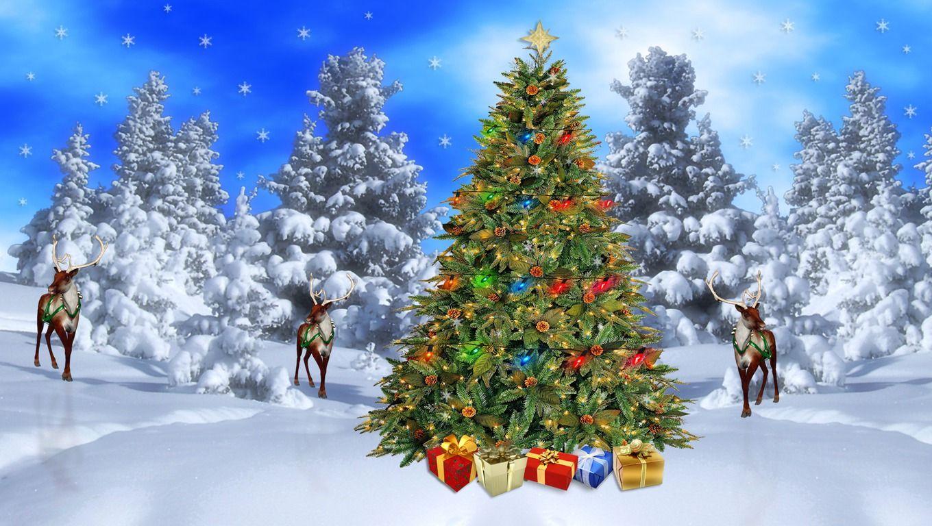 1360x768 Christmas Winter Scenes Wallpaper Free