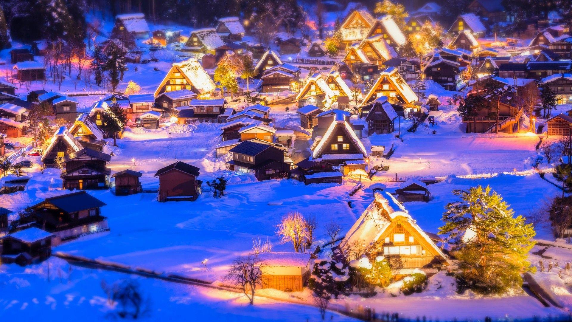 1920x1080 Winter Village Desktop Wallpaper