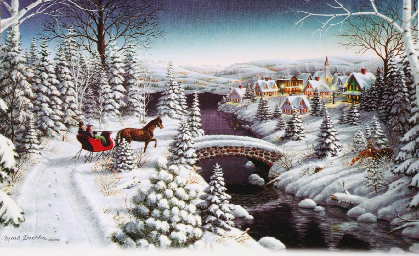 1331x816 High Resolution Winter Village iPhone Wallpaper