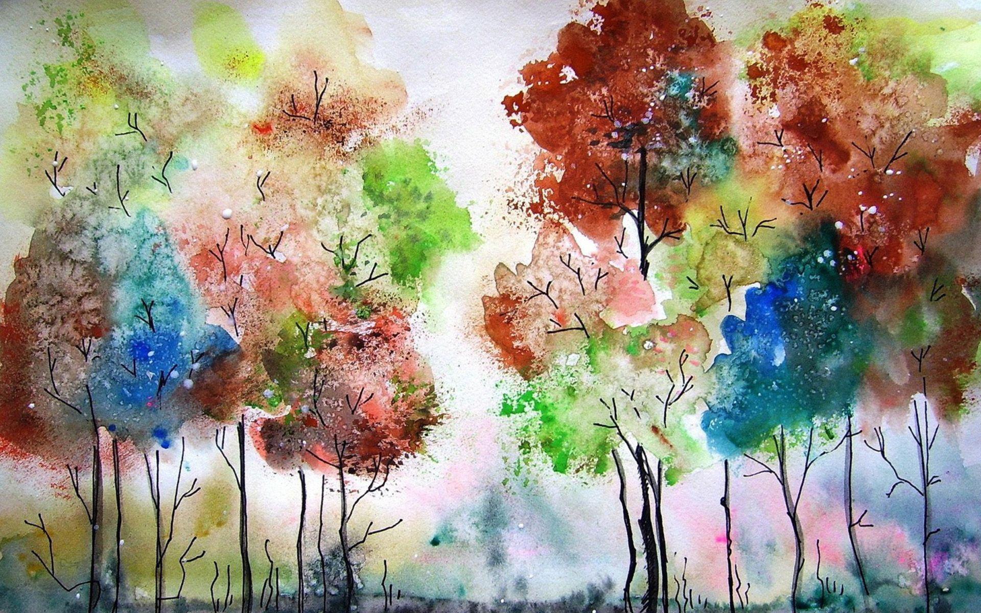 1920x1200 Watercolor Wallpaper HD Picture. Watercolor trees, Watercolor paintings, Tree painting