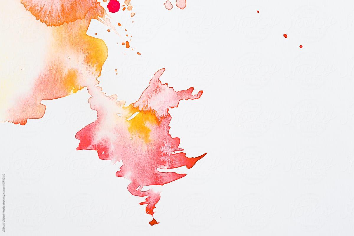 1200x801 Orange And Pink Watercolor Background On White Paper by Alison Winterroth, Background