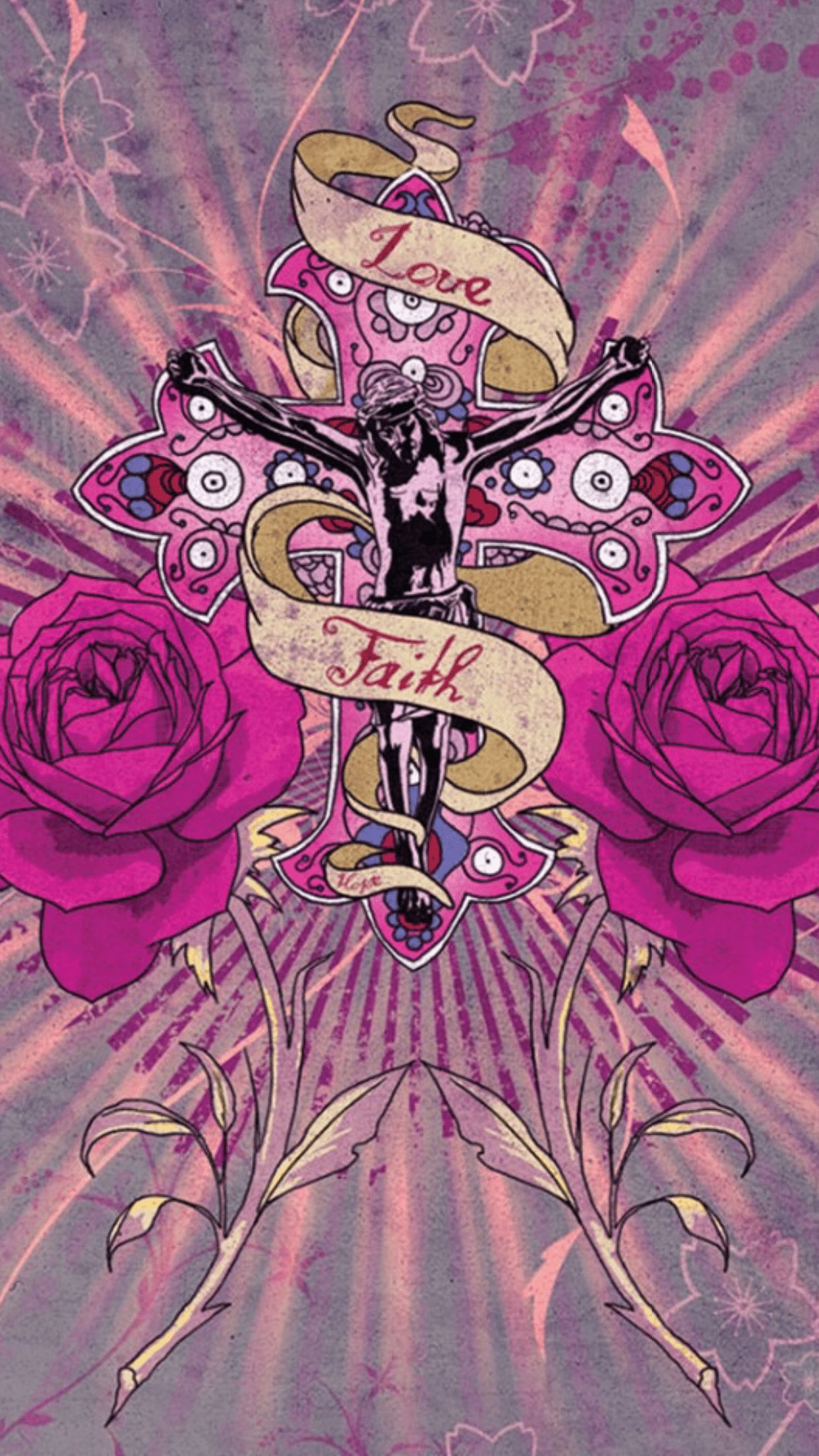 1242x2208 Pink Cross Wallpaper .