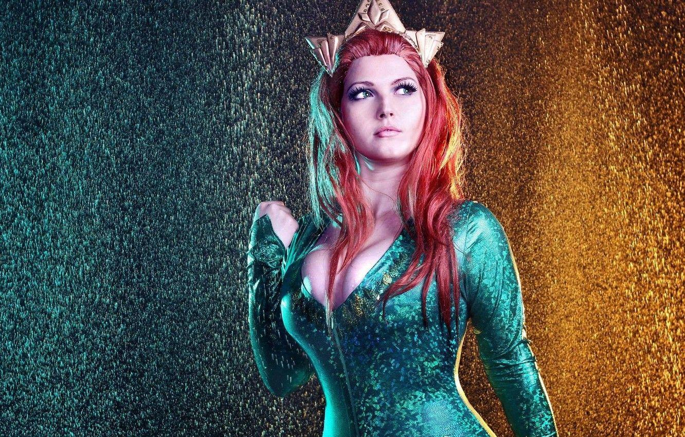 1332x850 Wallpaper red, girl, red hair, big, pretty, redhead, cosplay, oppai, Aquaman, bishojo, Justice League, Mera, tekai image for desktop, section фильмы