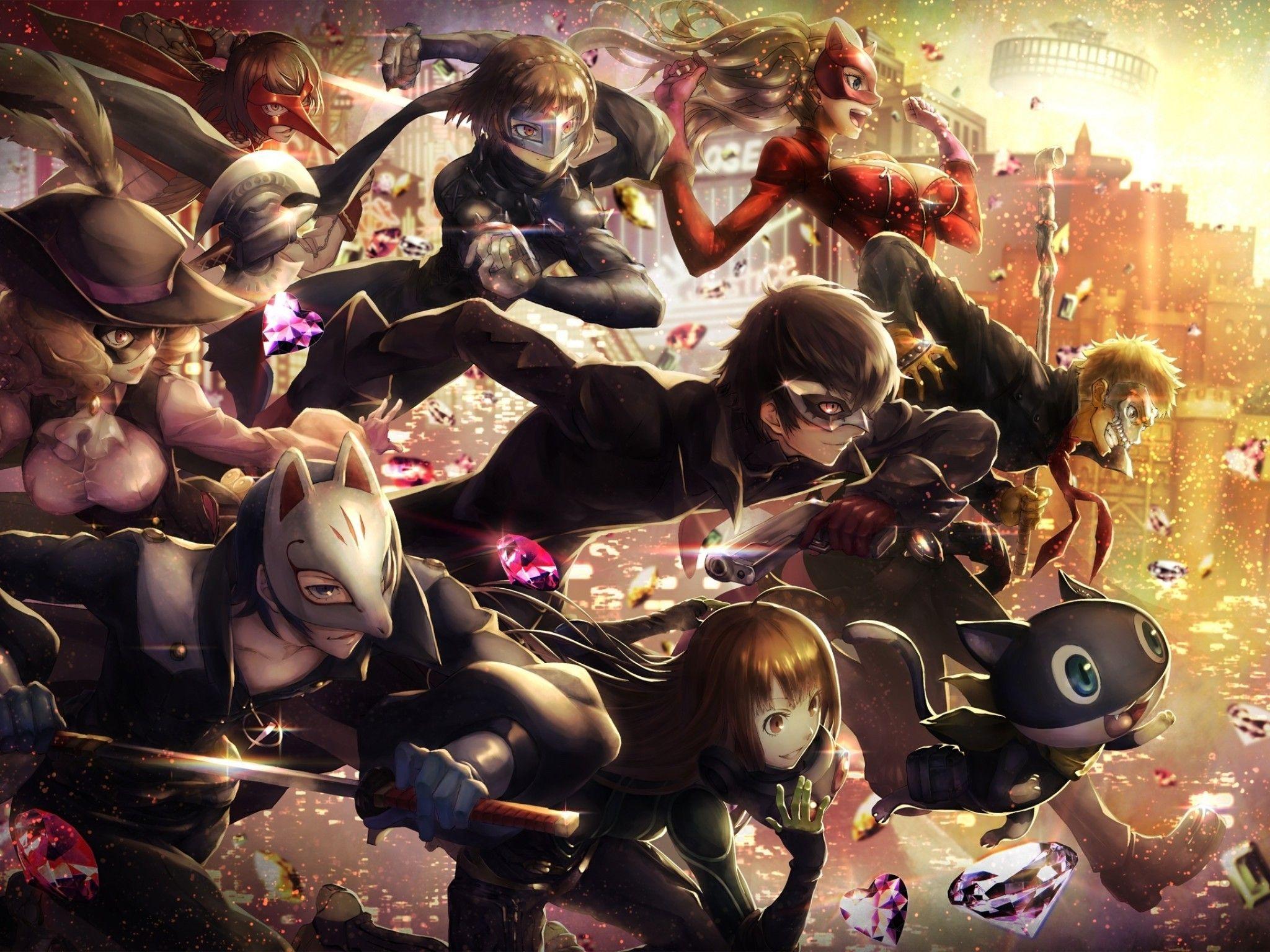 2048x1536 Download 2048x1536 Persona Akechi Goro, Kurusu Akira, Okumura Haru, Nijima Makoto Wallpaper for Ainol Novo 9 Spark
