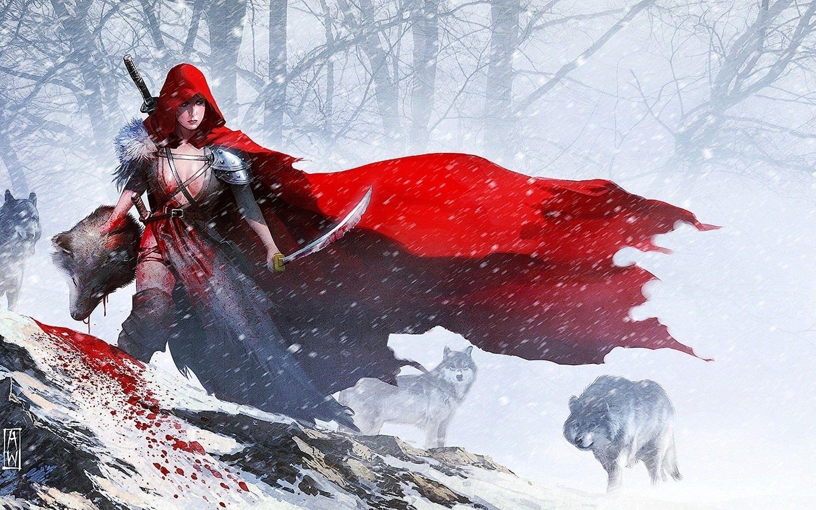 1680x1050 Download Wallpaper, Download hunter wolf animated cartoonish fantasy art warriors red riding hood 1680x1050 wallpaper Wallpaper –Free Wallpaper Download