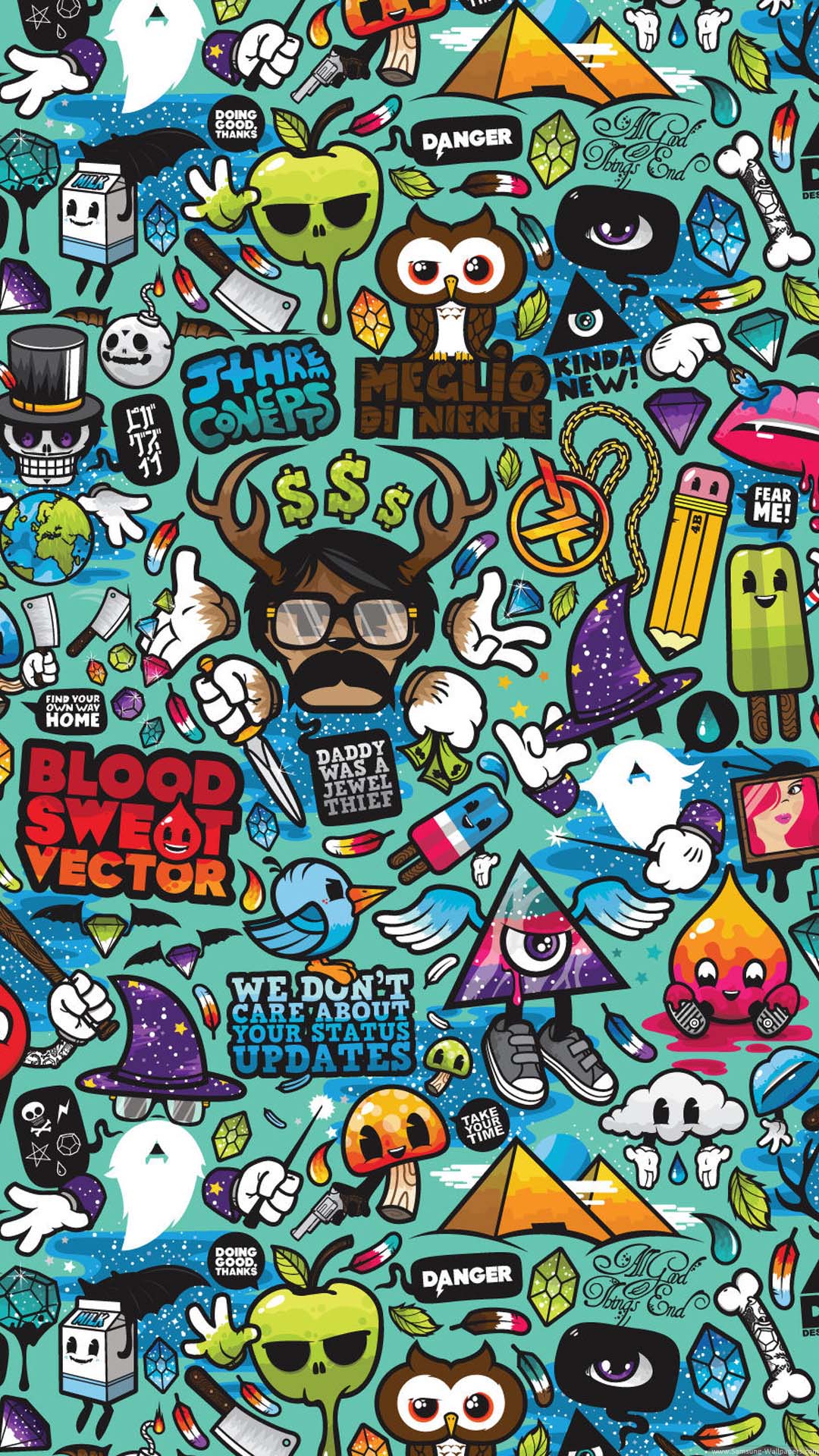 1080x1920 Abstract Cartoons Colorful htc one wallpaper