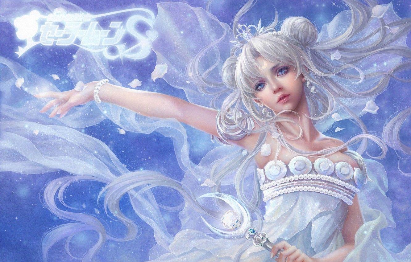 1332x850 Wallpaper girl, art, rod, white hair, bishoujo senshi sailor moon, sunmomo, princess serenity, Epistle, tsukino usagi image for desktop, section сёдзё