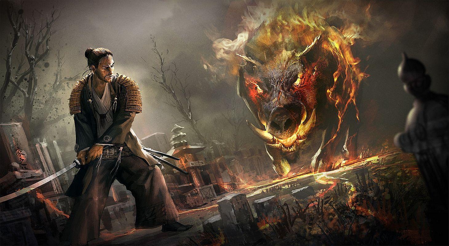 1460x800 Fantasy Wallpaper. Anime and Illustration- Samurai