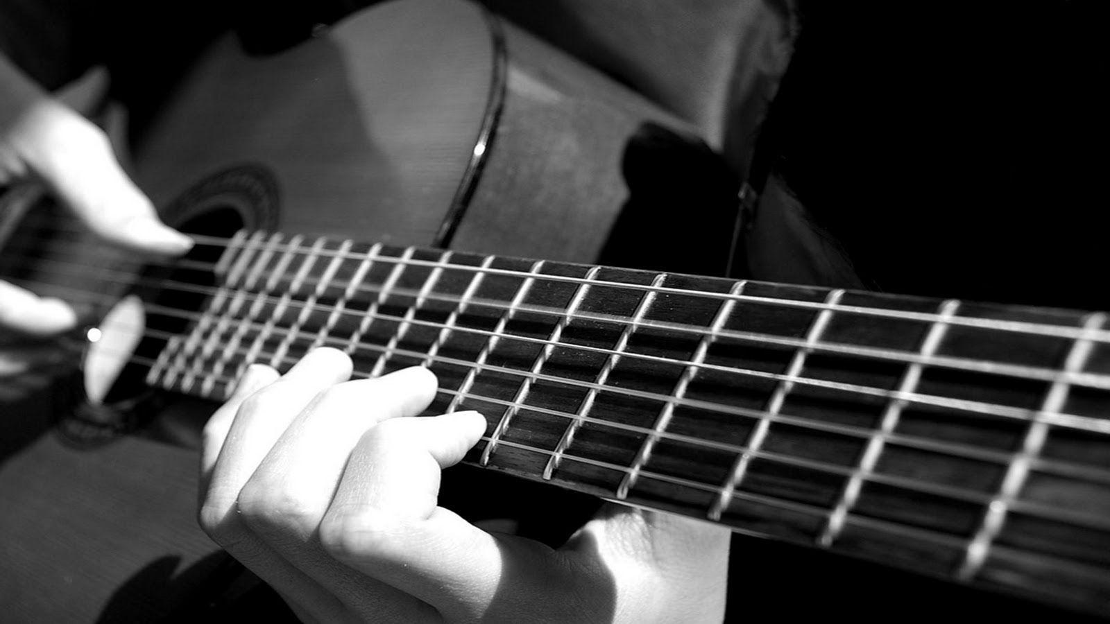 1600x900 Acoustic Guitar Wallpaper Black And White Black And White Wallpaper Music