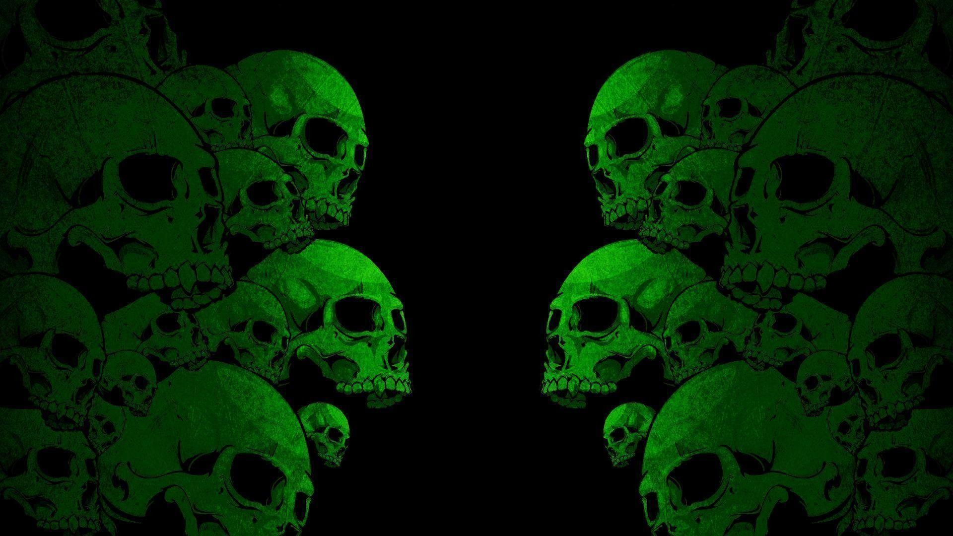 1920x1080 Green Skull Headphones Wallpaper