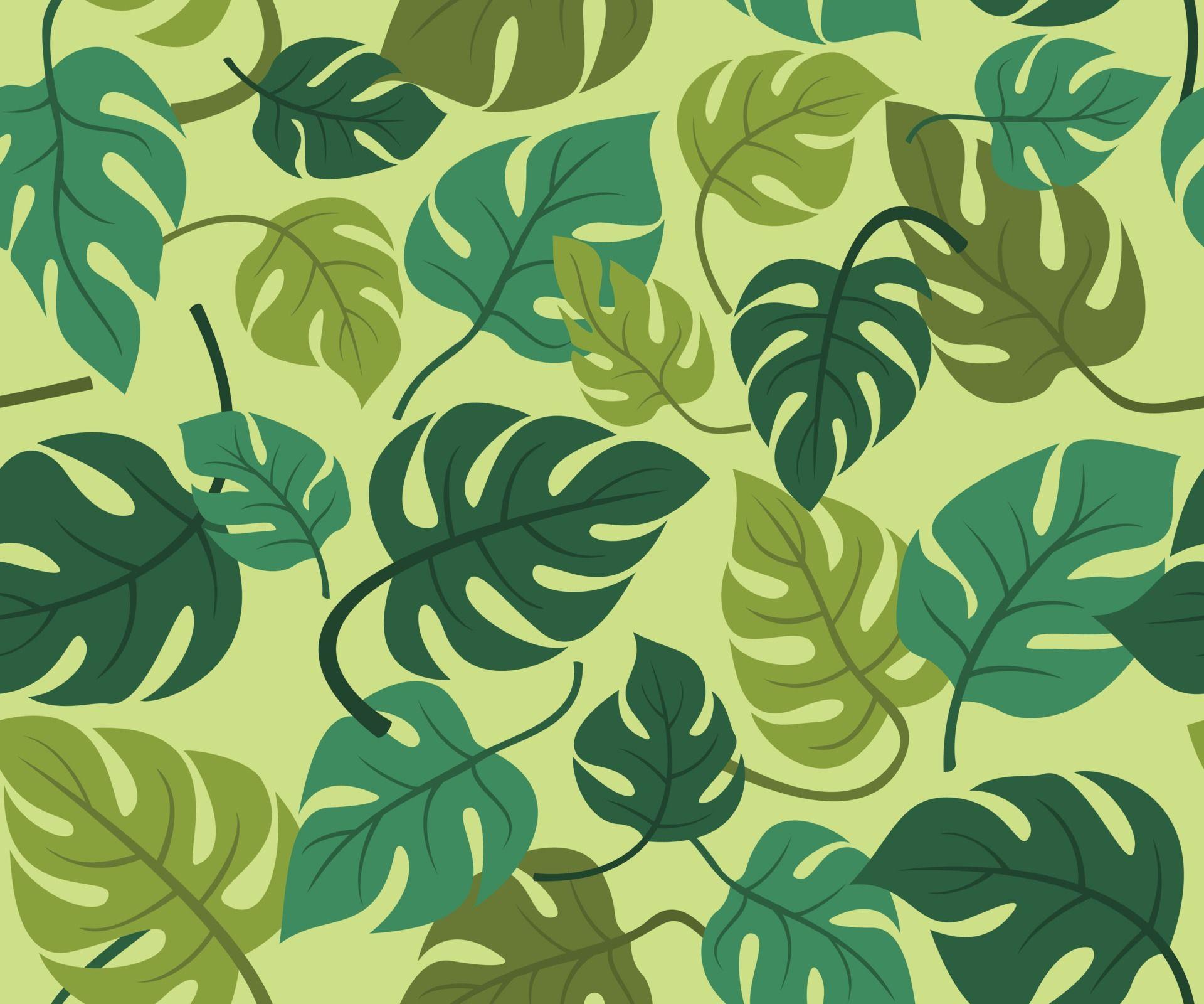 1920x1600 Seamless Pattern Wallpaper of Monstera Leaves for the Tropical Plant Background. Free Vectors, Clipart Graphics & Vector Art