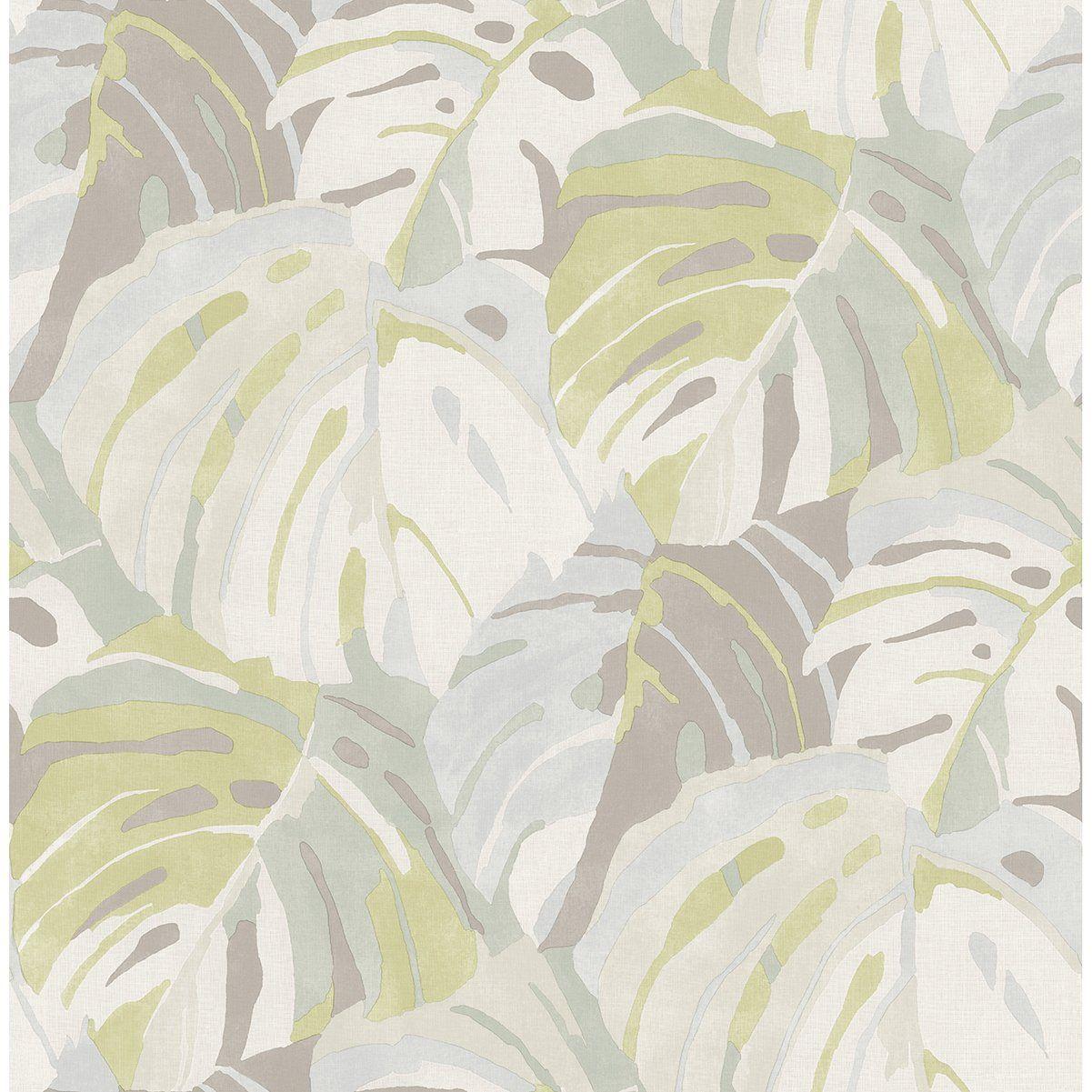 1201x1201 Samara Monstera Leaf Wallpaper in Lime from the Pacifica Collection by