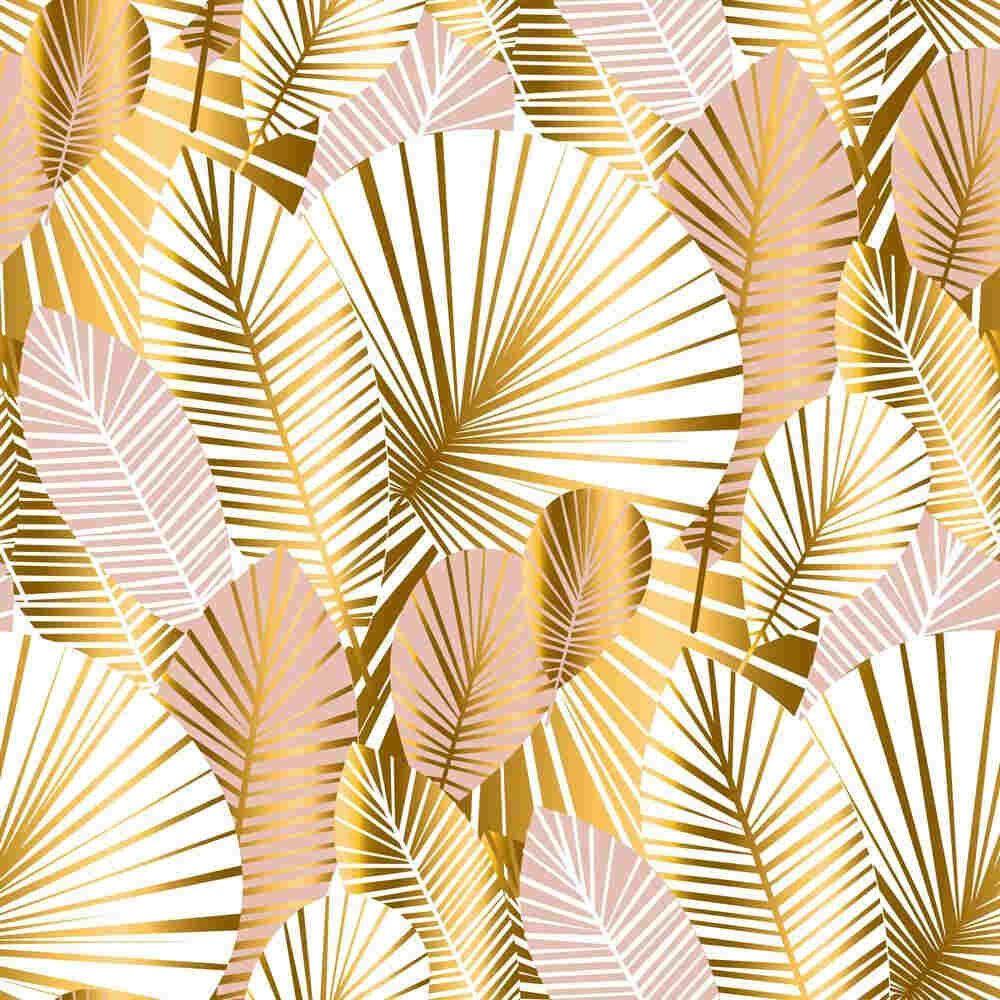 1000x1000 Gold Tropical Palm And Monstera Leaf Wallpaper