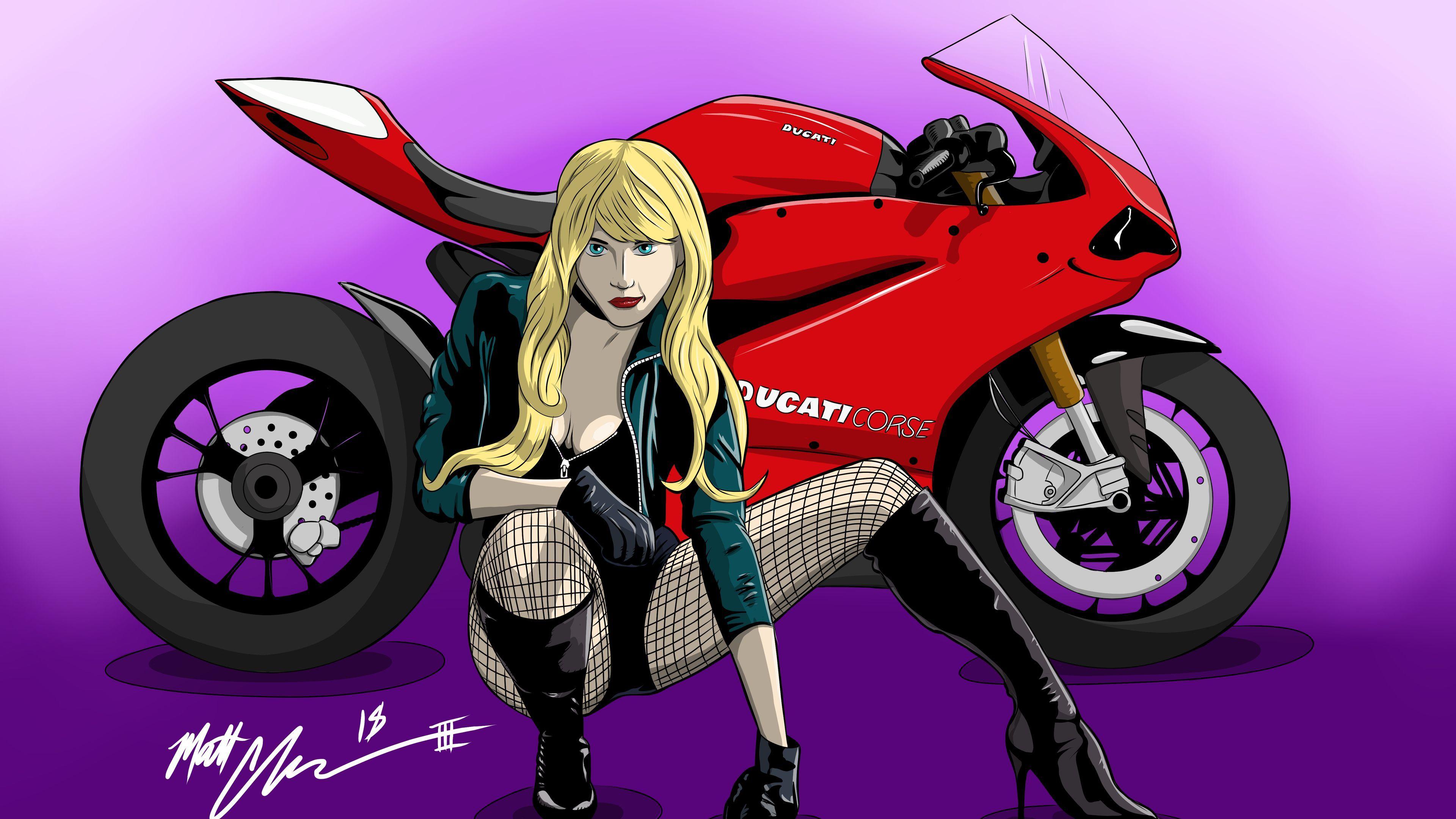 3840x2160 Black Canary WIth Ducati Bike 4k Hd Wallpaper, Fictional Character Wallpaper, Digital Art Wallpaper, Devianta. Character Wallpaper, Black Canary, Art Wallpaper
