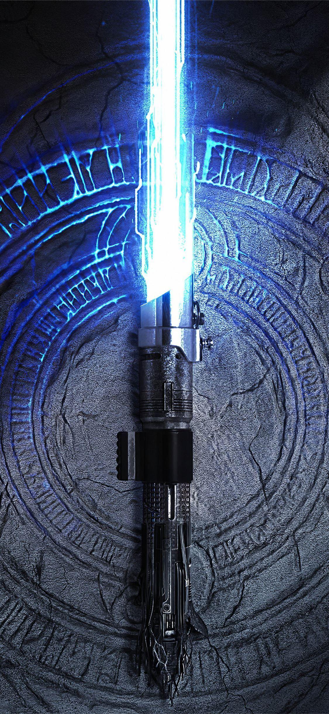 1125x2436 Luke Skywalker Blue Lightsaber Wallpaper