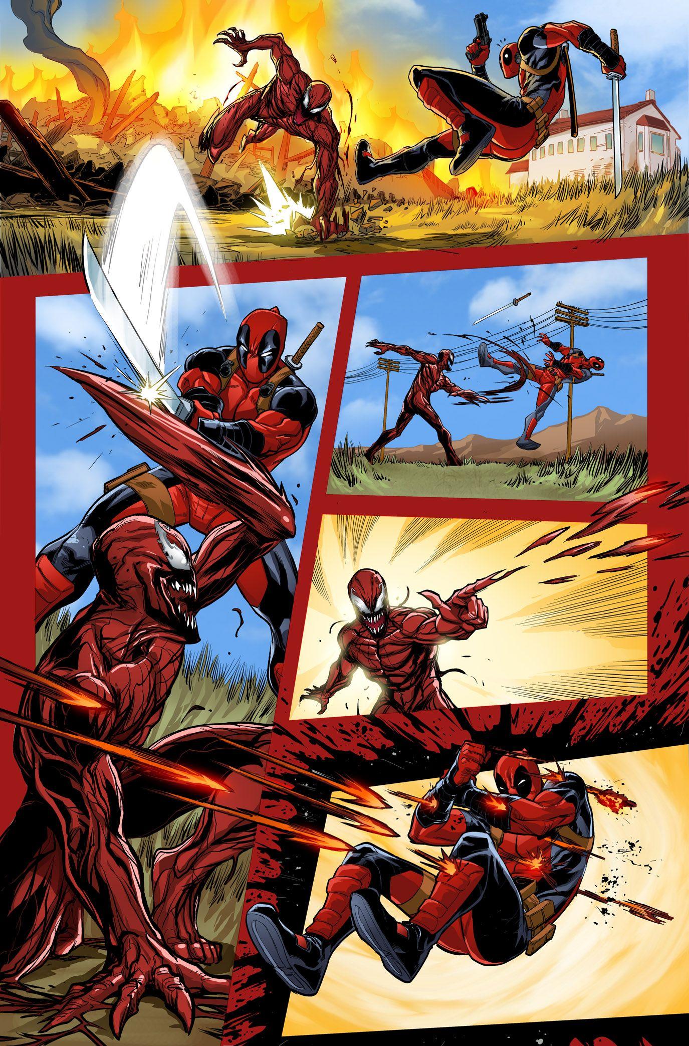1375x2087 Deadpool Vs. Carnage Comic Wallpaper