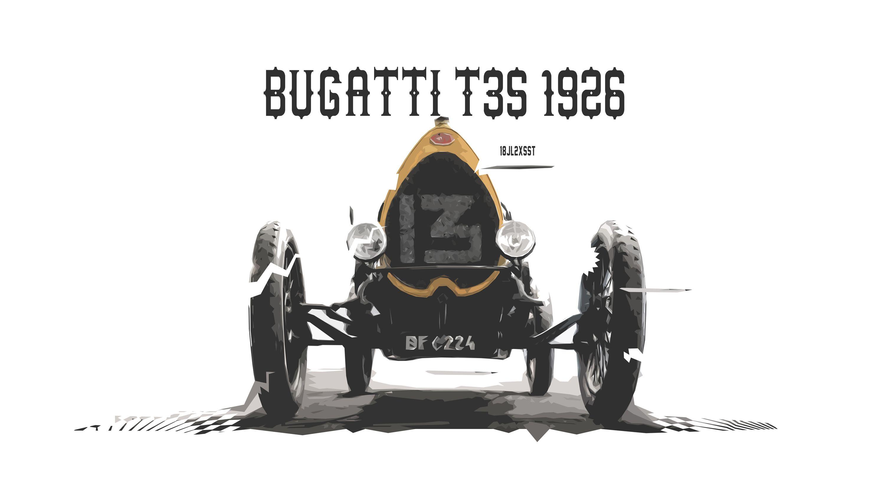 3000x1688 Artistic Bugatti Bugatti Type 35 Car Digital Art Race Car Retro Vintage Wallpaper:3000x1688