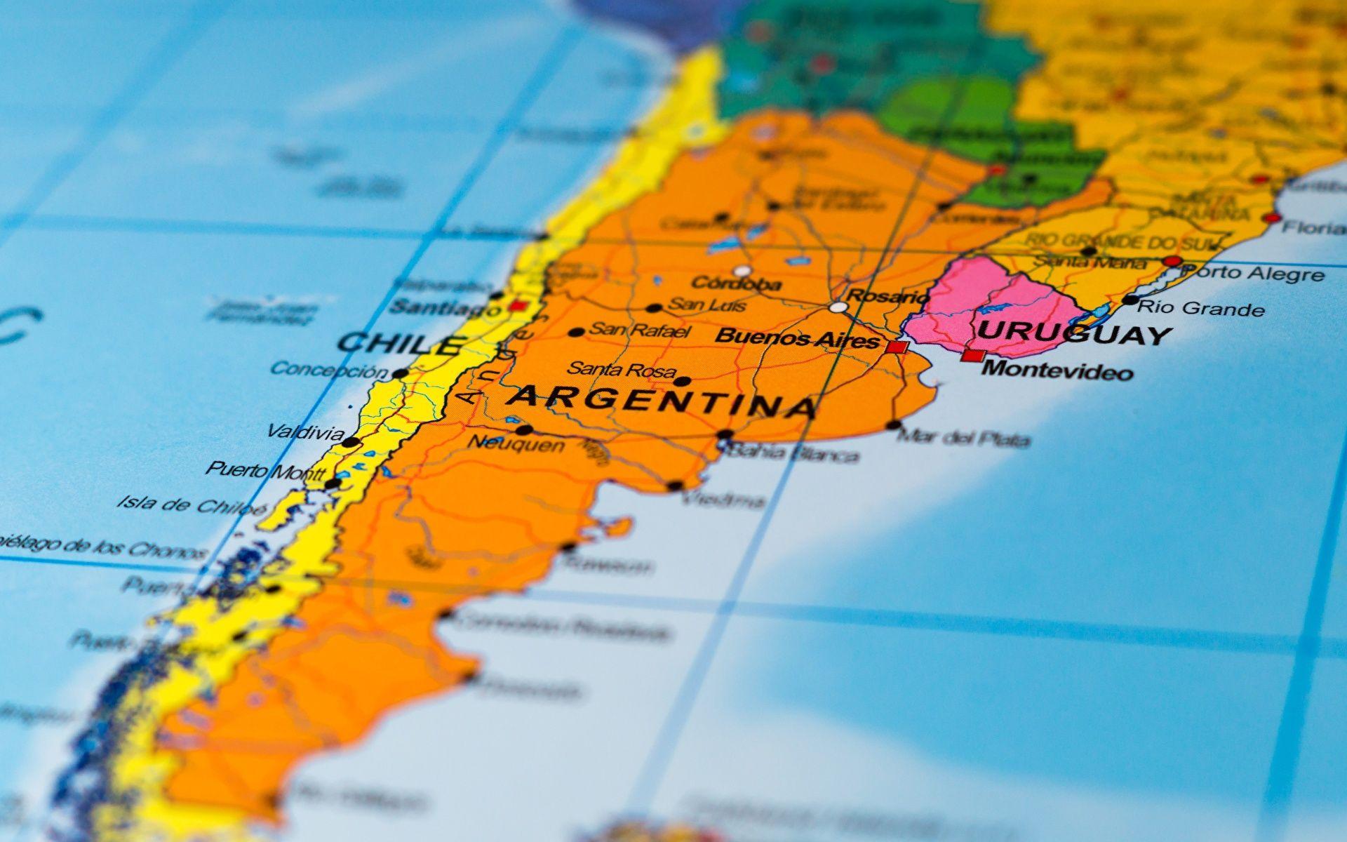 1920x1200 Photo Map Chile Argentina South America Geography 1920x1200
