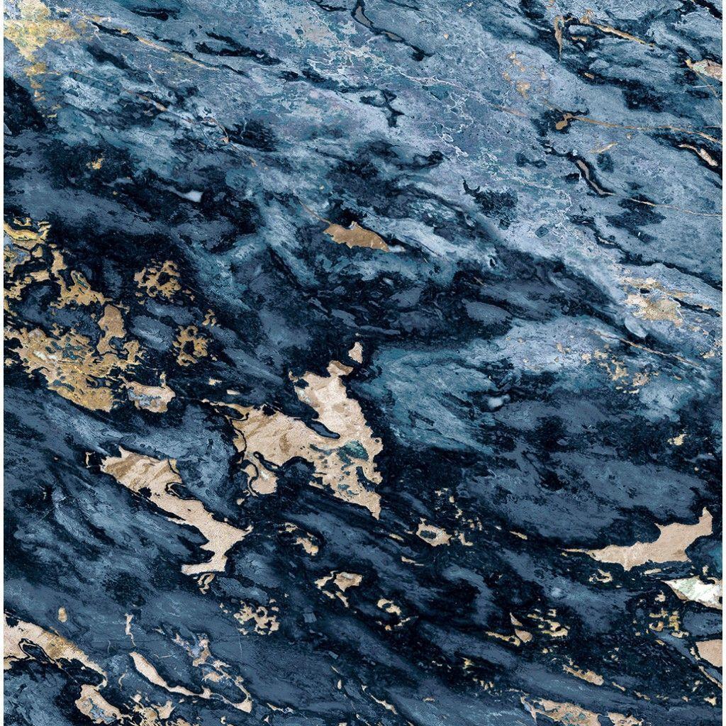 1024x1024 Blue and Gold Marble Wallpaper