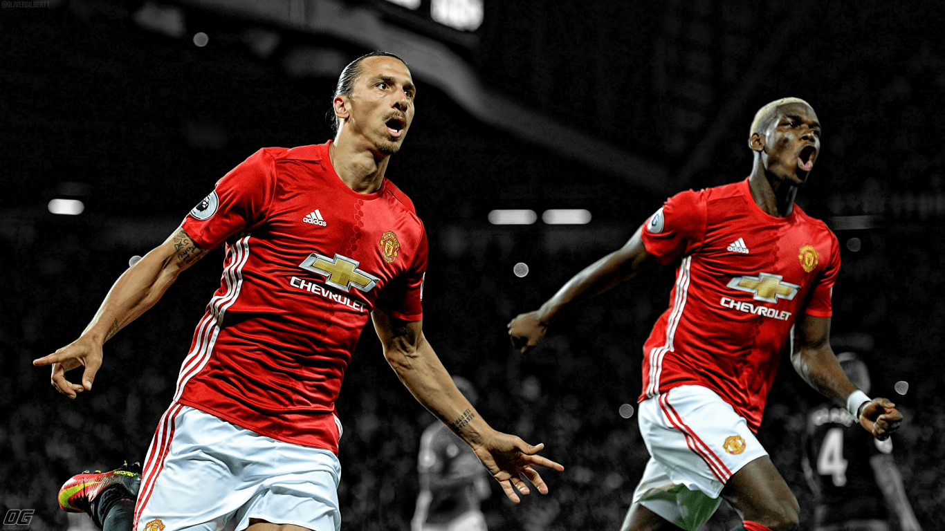 1366x768 Download 1366x768 Football, Pogba, Ibra, Manchester United Wallpaper for Laptop, Notebook