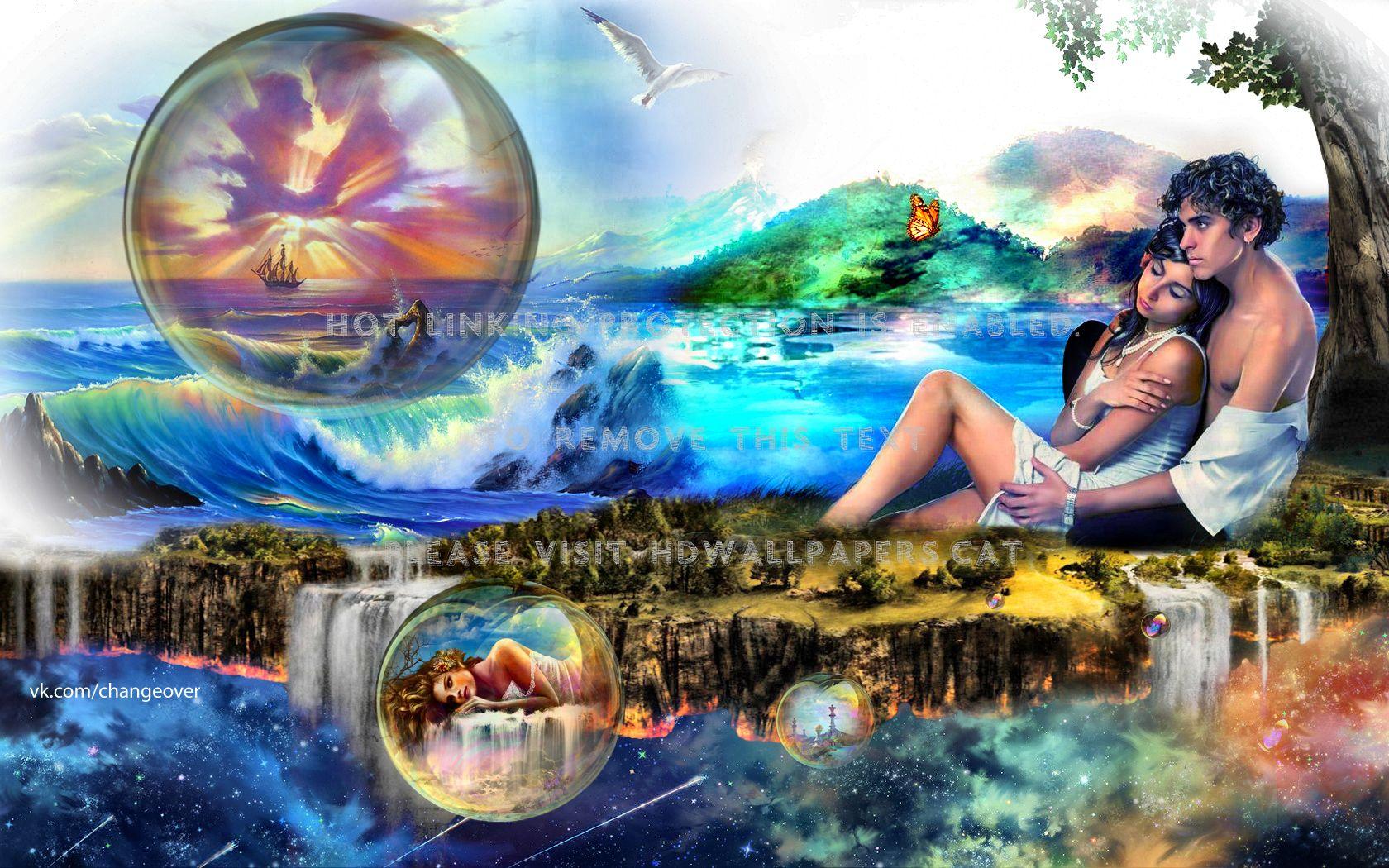 1680x1050 fantasy lovers art life paradise abstract