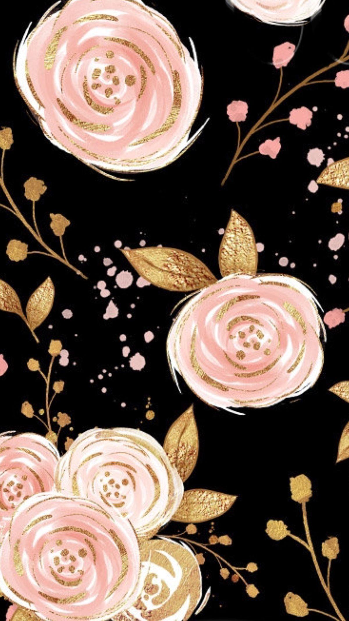 1200x2133 Rose Gold Flowers Wallpaper