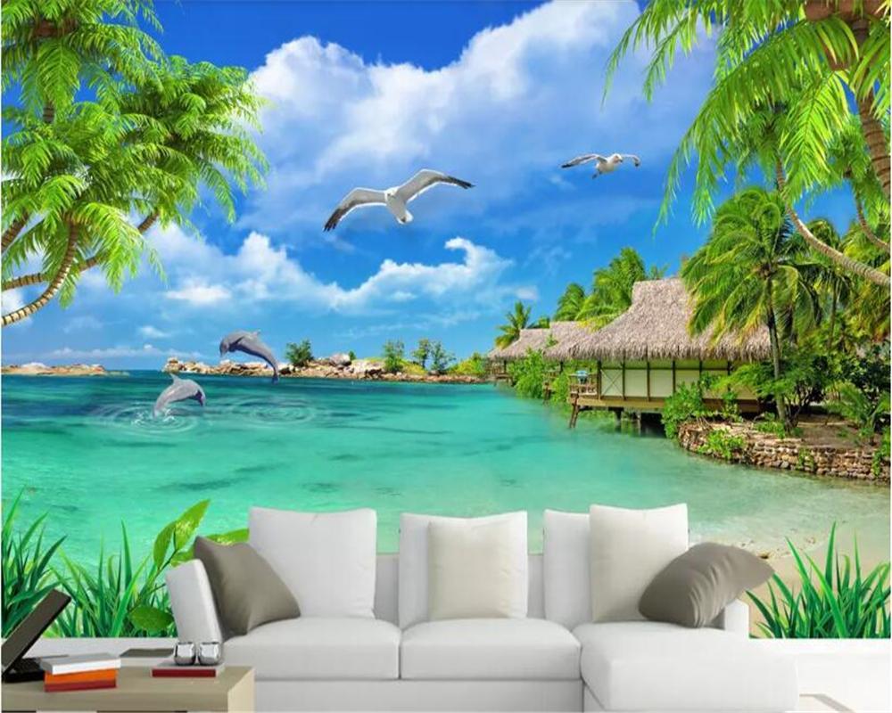 1000x800 Beibehang Kids Room Wallpaper Seaside Beach Coconut Tree Landscape Wallpaper Background Wallpaper From Xiaoyin $26.39