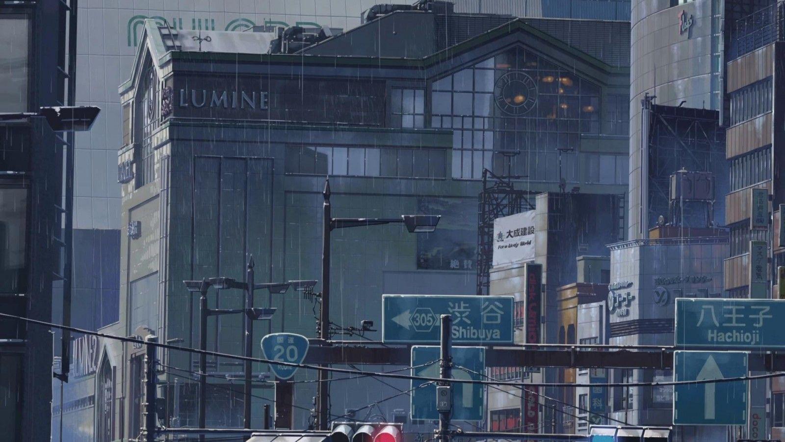 1600x900 #signs, #building, #anime, #rain, #city, wallpaper. Mocah HD Wallpaper
