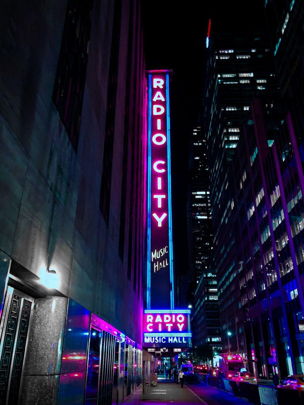 1000x1333 lighted radio city neon signage photo