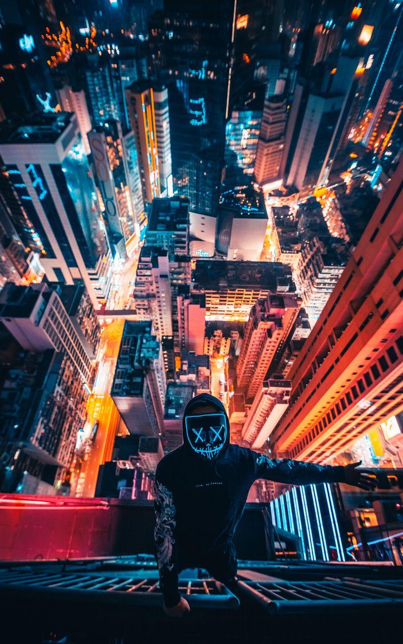 800x1280 Neon Mask Guy Climbing Building 4k Nexus Samsung Galaxy Tab Note Android Tablets HD 4k Wallpaper, Image, Background, Photo and Picture