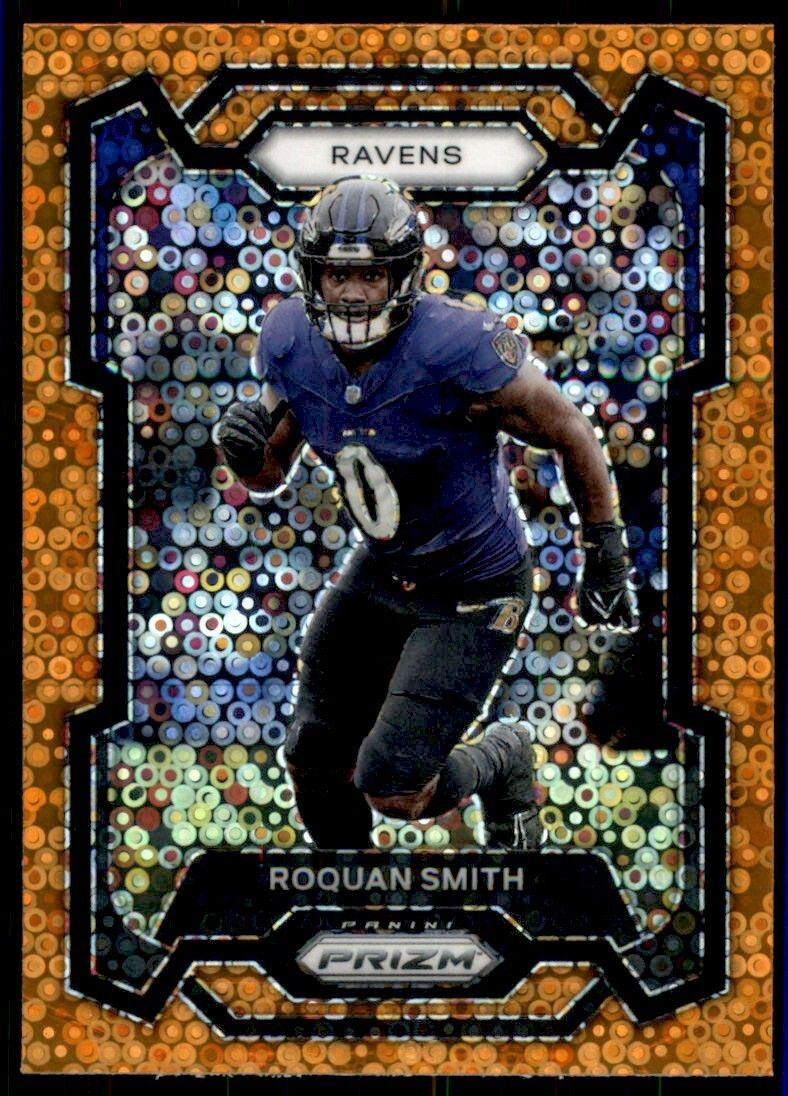 788x1096 Roquan Smith 2023 Prizm Football Orange Disco Baltimore Ravens