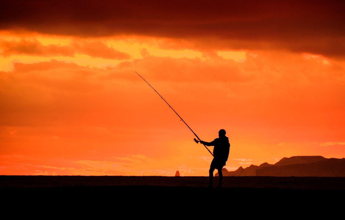 1332x850 Wallpaper sunset, fishing, silhouette image for desktop, section разное