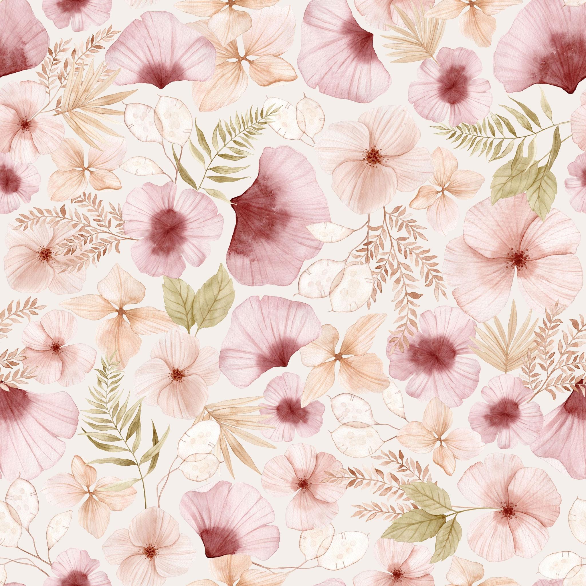 2048x2048 Pink & Blush Hibiscus Flowers Peel and Stick Wallpaperé ft (h) x 19
