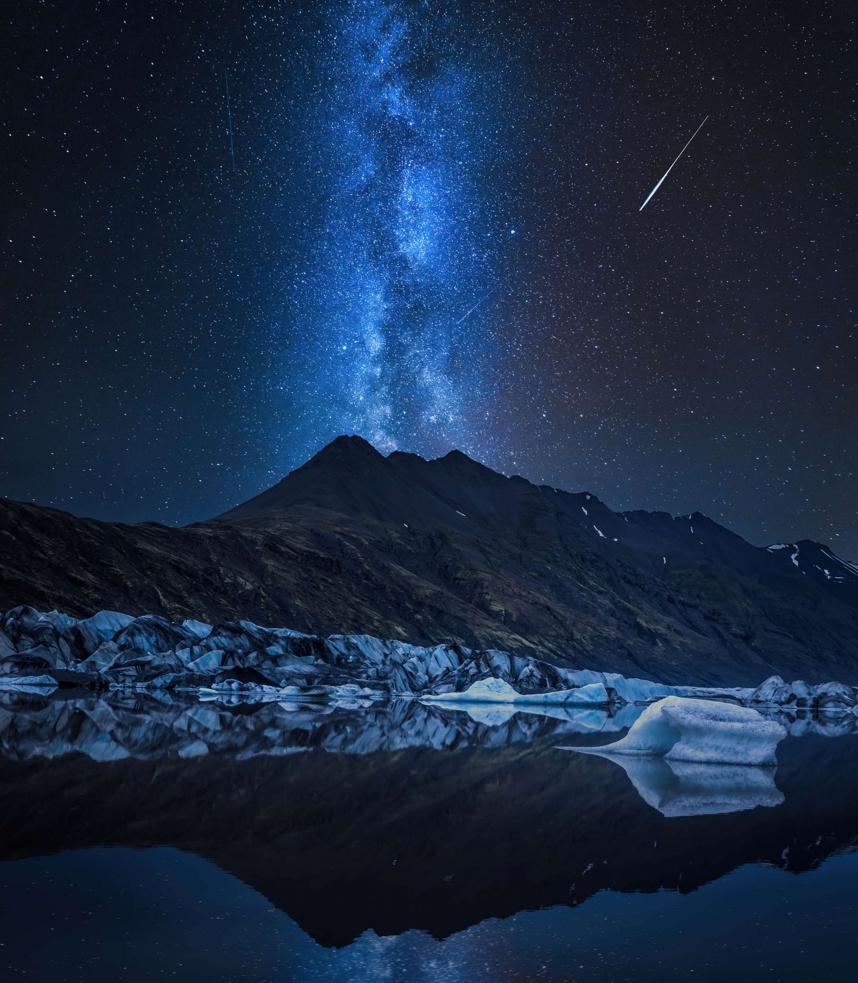 1675x1920 Milky Way near a Glacier
