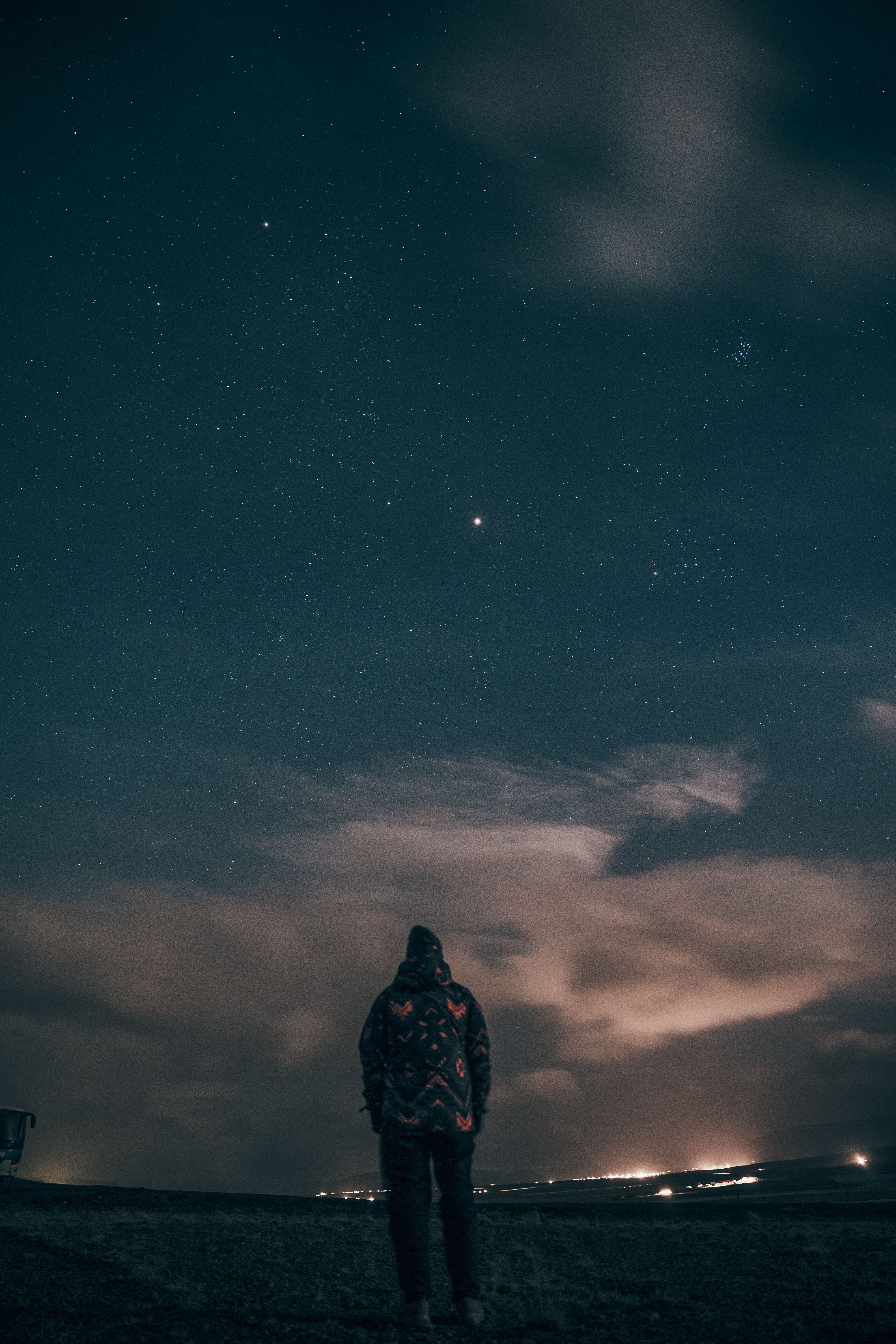 4000x6000 Man Standing and Looking at the Night Sky · Free