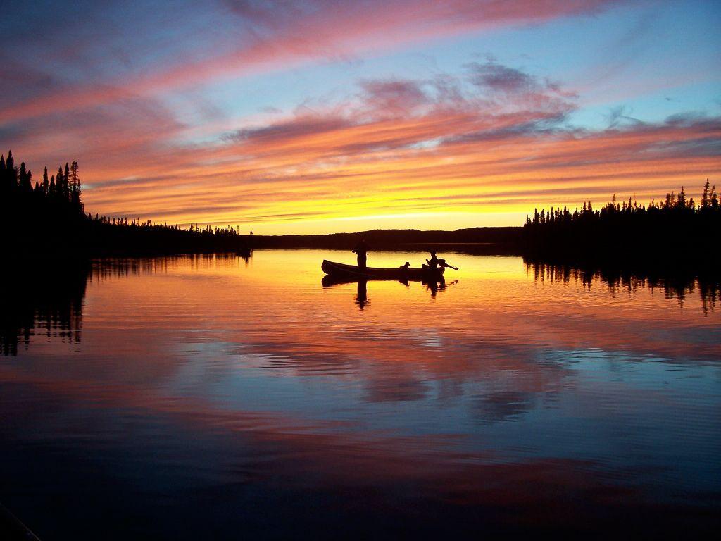 1024x768 Minipi Lodges Fishing for Brook Trout in Style. Sunset wallpaper, Brook trout, Fishing picture