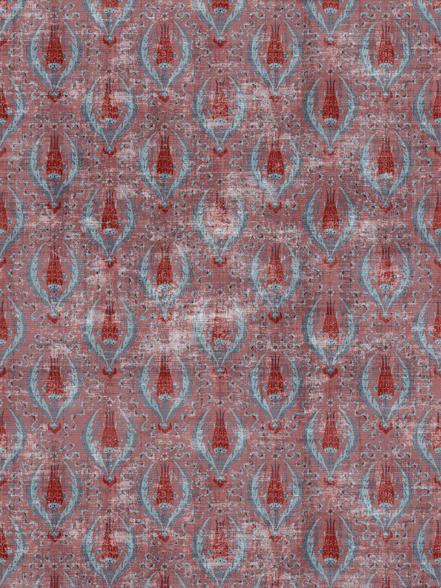 1500x2000 Byzantine Jewel Red Grasscloth Printed Wallpaper