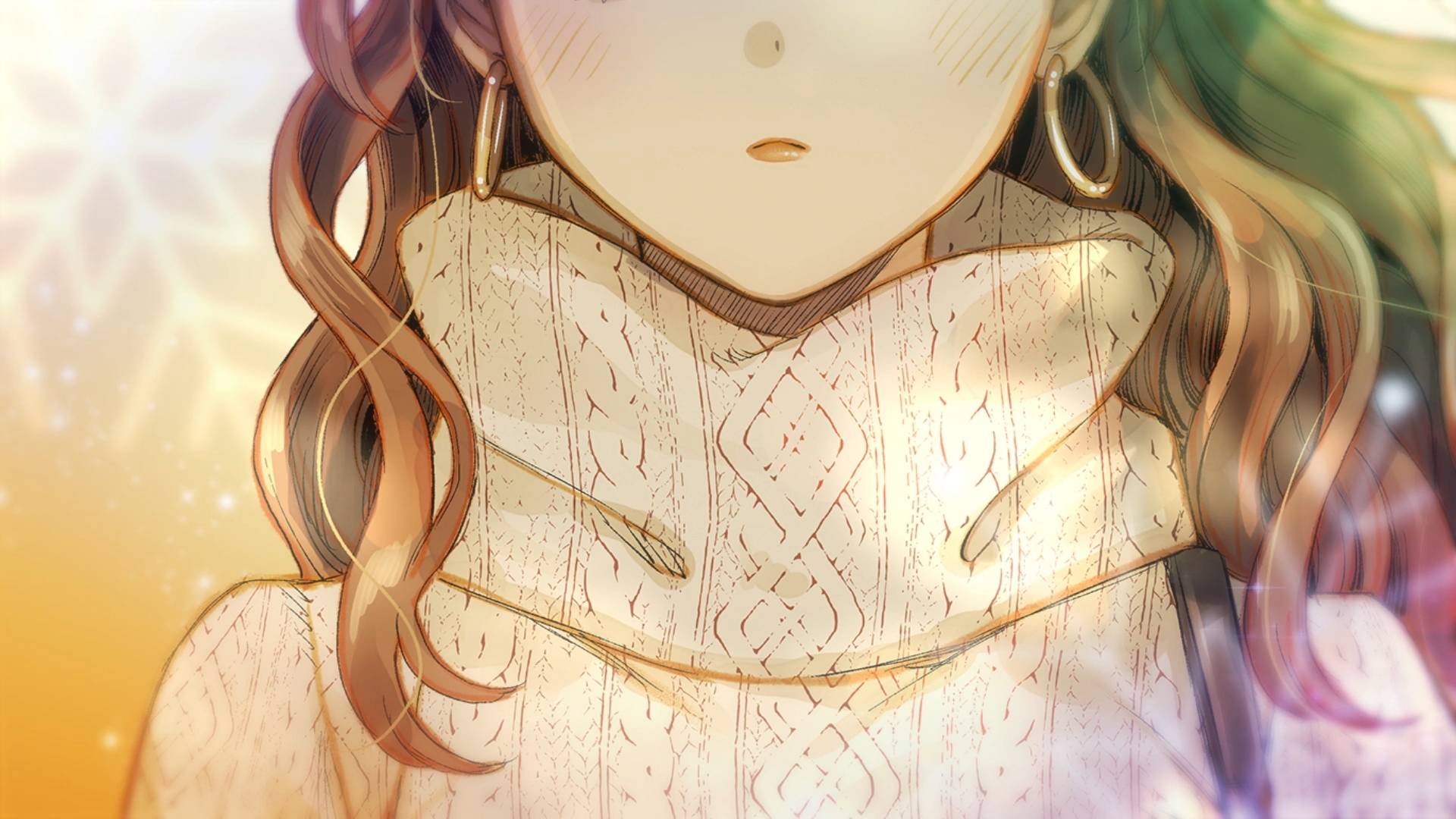 1920x1080 anime, Fuyutsuki, anime girls, sweater, earring, hoop earrings, The Ice Guy and His Cool Female Colleaguex1080 Wallpaper