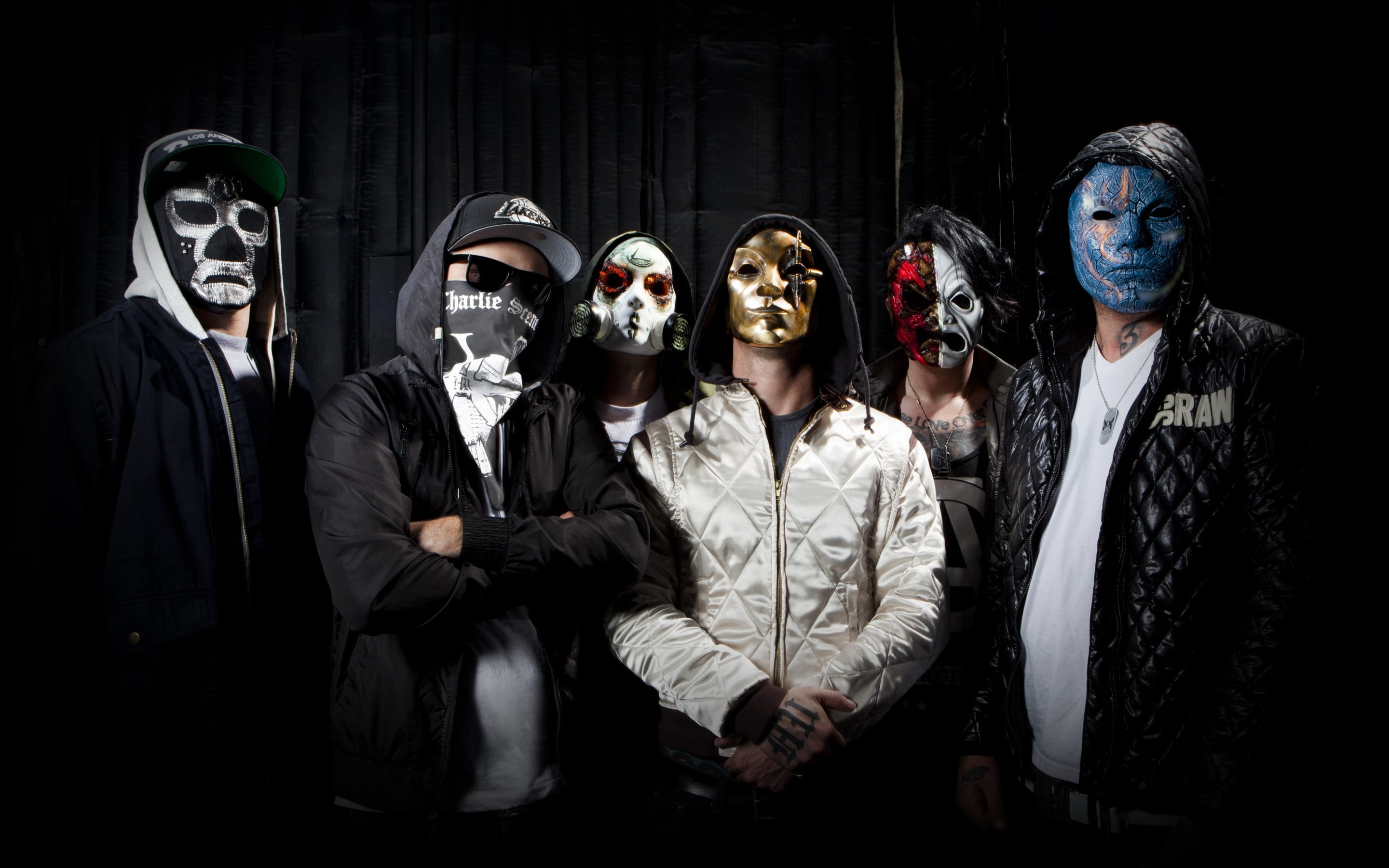 2880x1800 People in halloween masks HD wallpaper