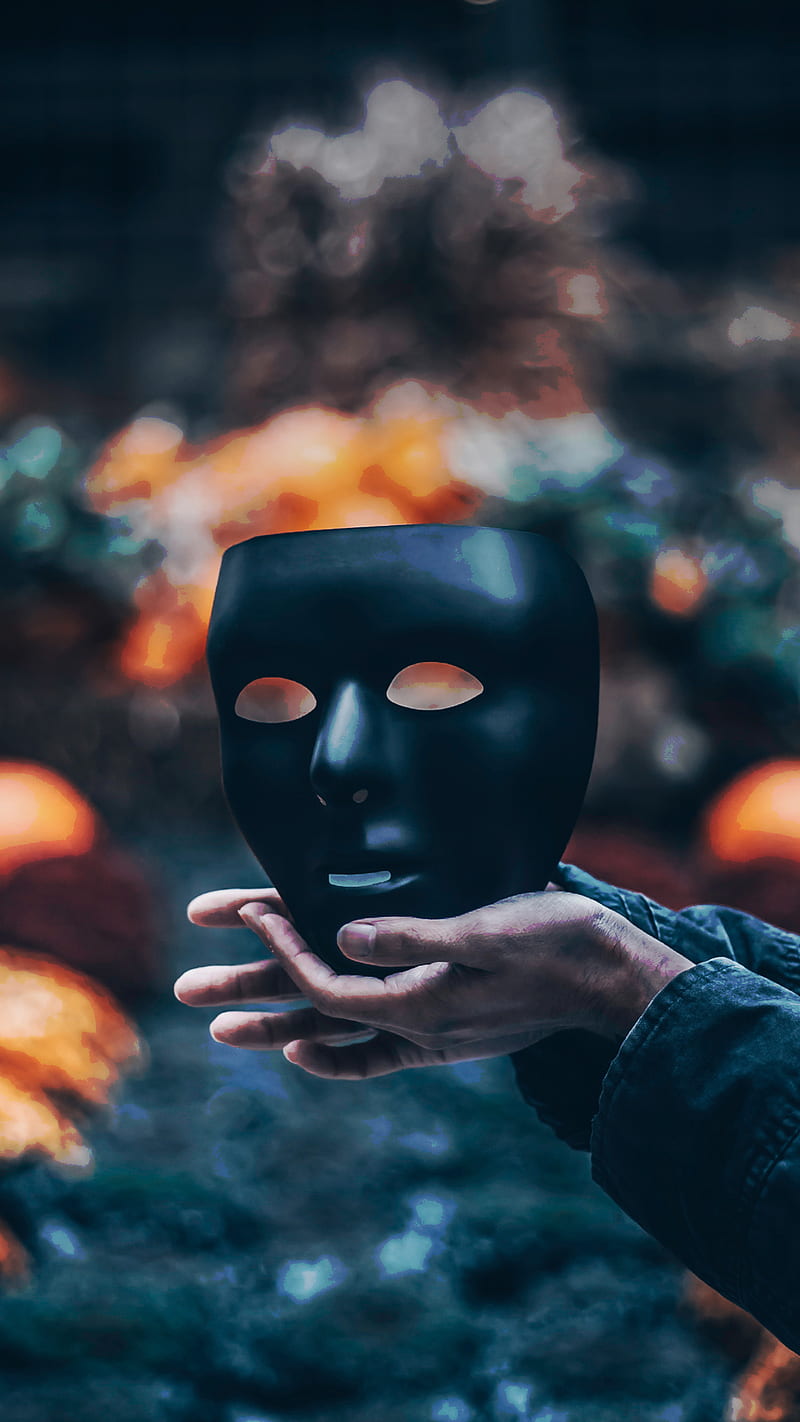 800x1422 Black mask, halloween, HD phone wallpaper