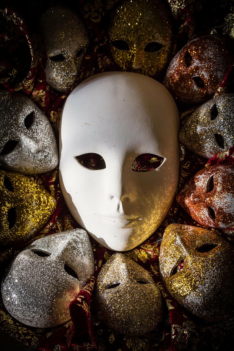 910x1365 white emotion mask, costume, mask, venetian, carnevale, carnival, festival, mask