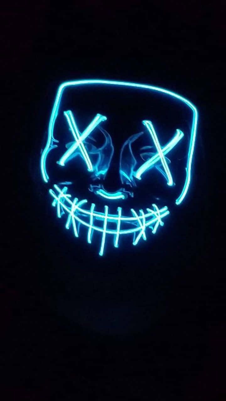 720x1280 Download Neon Halloween Mask With Terrifying Smile Wallpaper