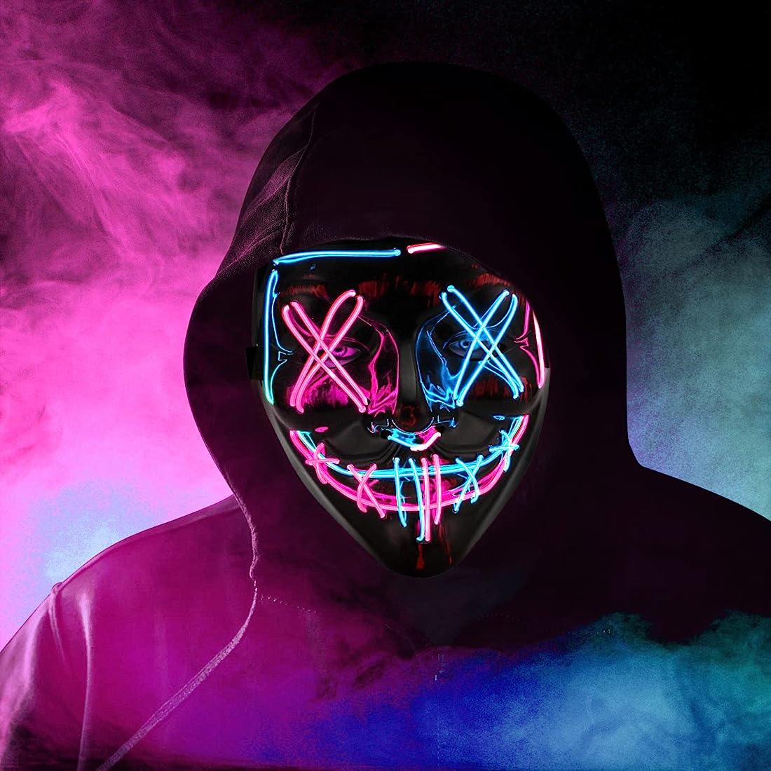 1100x1100 Halloween Mask Light Wallpaper
