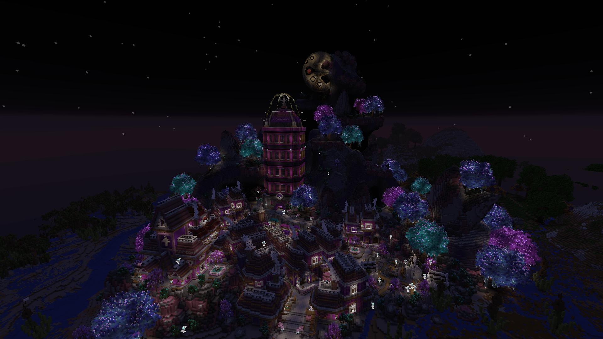 1920x1080 Lavender Town From Pokemon built in Minecraft
