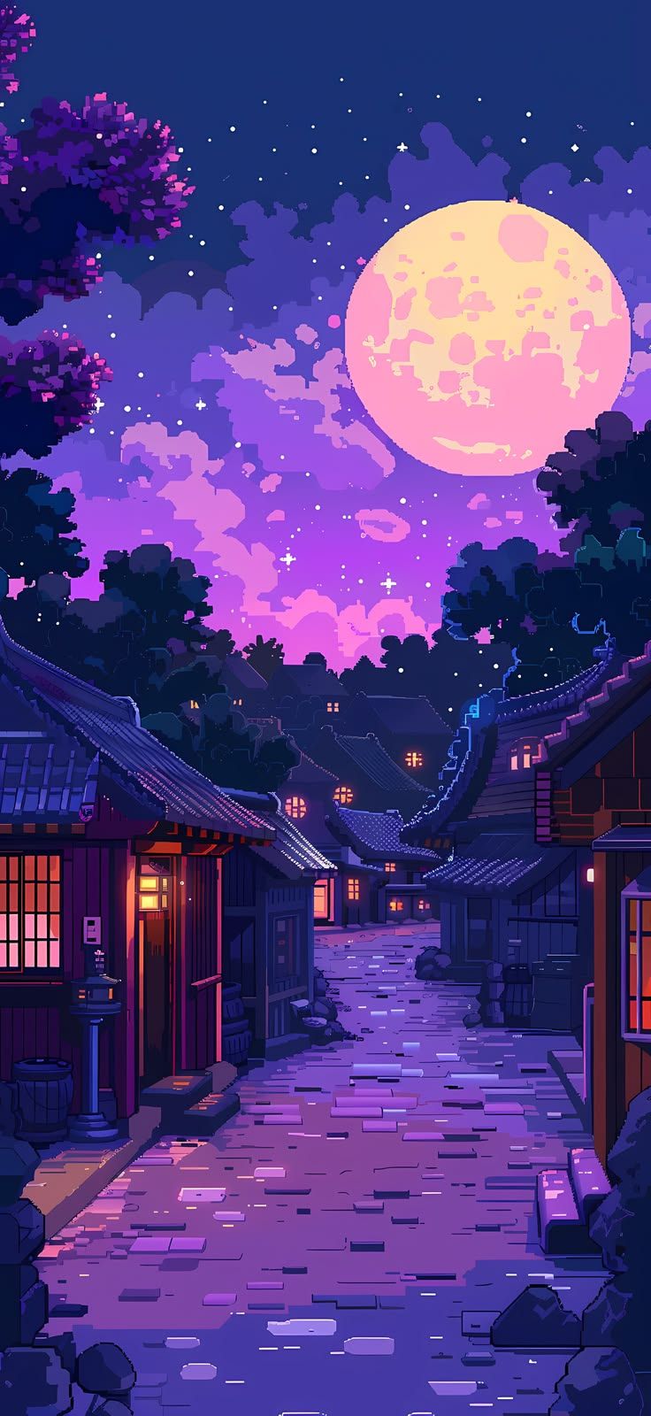736x1600 Lavender Town IPhone Wallpaper Vibes 4k HD Art Inspired Depiction Of A Quaint Town Bathed In Lavender Twilight, Perfect For A Nostalgic Look